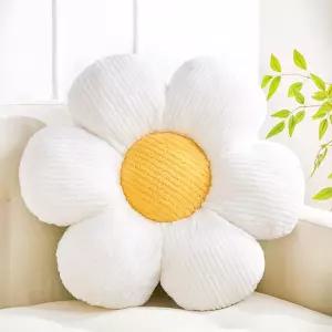 XIAIJIA 꽃 베개 모양 쿠션 장식 데이지 침대용 귀여운 던지기 바닥 소프트 시트 크림 19.6