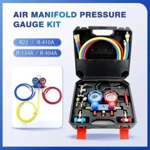 디지털압력계 차량용 에어컨 진단 프레온 충전 압력 게이지 세트 R134A R404A R410A R22 냉매 기 호환