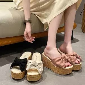 여성 심플 여름 통굽 슬리퍼 실내화 샌들 7센티