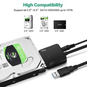 호환 SATA-USB 3.0 케이블 USB-SATA III 하드 드라이브 어댑터 컨버터 (2.5/3.5인치 SSD HDD 디스크용  전