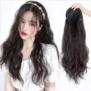 자연 여성 반가발 웨이브 여성 긴 헤어밴드 가발 데일리 볼륨