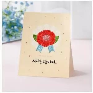 ( )보석십자수 카네이션 카드 만들기 키트 미술활동 공예수업 선물재료 세트