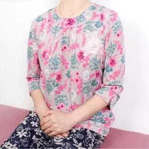 꽃무늬 칠부 할머니 봄 여름 블라우스 티셔츠