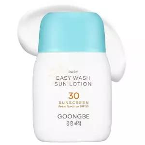 GOONGBE Baby Easy Wash 썬 로션 SPF 30 - 아기와 아동용 한국 모이스처라이징 산화아연 미네랄 자외선 차