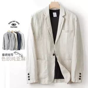 캐주얼 자켓 재킷 마 여름 얇은 블레이저 MJ 순린넨 리넨 정장 루즈핏 빅사이즈 싱글 버튼 058
