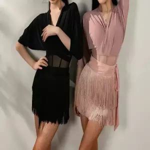 댄스복 연습복 무용복 공연의상 무대의상 라틴 댄스 스커트 여성 여자 숏 러플 타이 벨트 가을 의류 2025