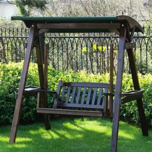 2인용 그네 스윙 테라스 의자 방부목 스윙 벤치 흔들