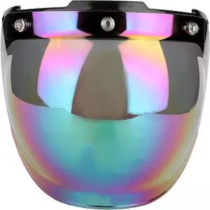 3 스냅 버블 모터사이클 헬멧 바이저 페이스 플립 오픈 벨 안티포그 3/4 업 어댑터 렌즈 레트로 썬 방풍