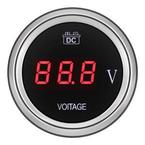 DC12V~24V 볼트미터 전압 레드 LED 백라이트 디지털 볼트 게이지 52mm 자동차 차량용 호환 보트 배터리