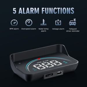 M8 HUD 자동차 OBD2 II 헤드업 디스플레이 프로젝터, 앞 유리 속도, 전압 RPM, 수온 경보, 과속