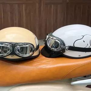 빈티지 바이크 고글 스타일 스누피 레트로 헬멧 여성용