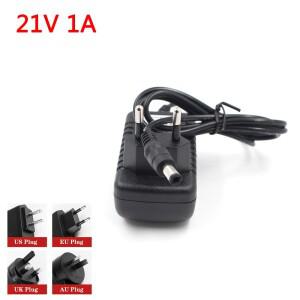 5초 18650 리튬 이온 배터리 팩용 21V 1A 충전기 전원 어댑터 양극 및 외부 네거티브 내부