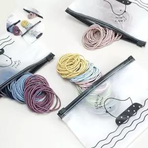 무지 대용량 여성 머리고무줄 컬러 머리끈 100개세트