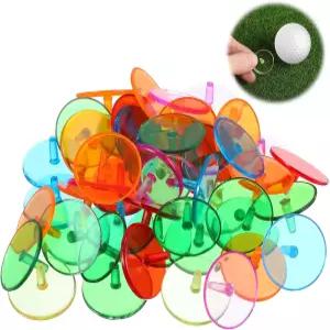 소크라테스 50개 골프 볼 마커 다색 플라스틱 플랫 라운드 마크 액세서리 세트 투명 위치 24mm