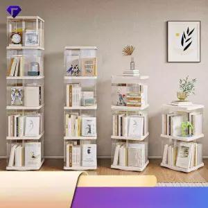 회전 책꽂이 틈새 거실책장 조립식 이동식 원형 형책장 사무실 책꽃이 북선반 2단