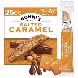 노니스 베이커리 솔티드 카라멜 비스코티 쿠키 개별 포장 커피 및 비스킷 스낵 21온스 25캔