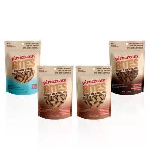 피루크림 얇고 바삭한 한 입 크기의 롤 웨이퍼 2개 초콜릿 헤이즐넛 더블 1개 코코넛 각 팩 4개