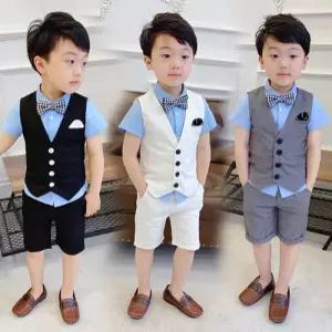 팜므 유아정장 아동 남아 아기 돌아기 루쏘 헹거칩 조끼정장 4종세트설날