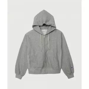 챔피온 CHAMPION 여성 리버스위브 스몰 로고 루즈핏 후드 집업 Oxford Grey CHPW252JSHZ051OG