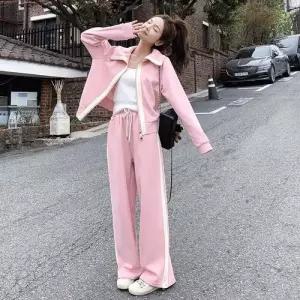 바지 여사친 핑크 가을 투피스 트레이닝 빅 와이드 맨투맨 터틀넥 트레이닝복 긴팔세트 세트 데일룩 DAOL3