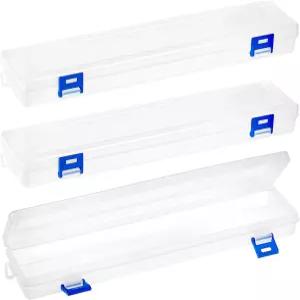 QWORK 반투명 플라스틱 페인트 브러시 보관함 예술가용 긴 연필 수채화 펜 정리함 케이스 3팩 더블 스냅