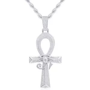 12013742 남자 목걸이 심플 패션 캐주얼 호루스 앙크 크로스 펜던트 고대 이집트 체인 14K 골드 화이트 도