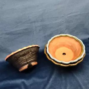 (대) 주름테두리 분재형 다육이 화분 랜덤컬러/다육/흙화분/옹기/도예/분재/공예/인테리어/그릇/거실/식물