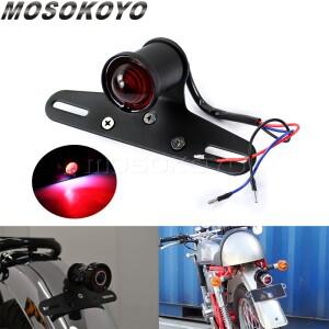 카페 레이서 바이크 오토바이 레트로 테일 라이트 번호판 브레이크 스톱 빈티지 할리 초퍼 보버 커스텀 혼