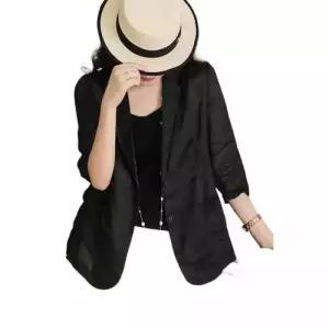 여자 하프 빈티지 코트 리넨 스몰 정장 재킷 7부 DUCHI1