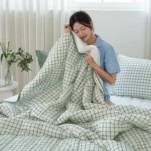 플로라 코지체크 60수 아사 시어서커 옥수수솜 간절기 여름 차렵이불 SS/Q