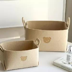 (사이즈 소)패브릭바구니 수건 장난감 침대 패브릭 부직포 펠트 바구니