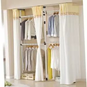 ( )정리 조립식 4단 커튼형 드레스 이동식 룸 행거 철제