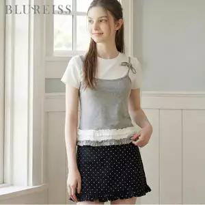 [블루레이스] 프릴 뷔스티에 배색 티셔츠_B6M1TS6971