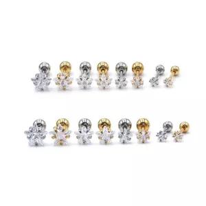 플라워 모티브 장식 벚꽃 큐빅 귀걸이 포인트 연출