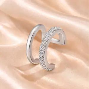 노피어싱 이어커프 더블 링 큐빅 귀걸이 귓바퀴 라인