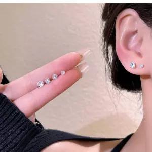 기본 큐빅 귀걸이 나사잠금 구조 큐빅 포인트 피어싱