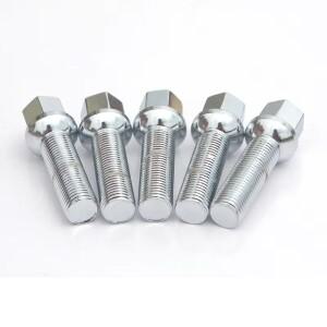 볼시트 5개 블랙/실버 자동차 휠 볼트 M12x1.5 14x1.25 메르세데스 벤츠 호환 VW용