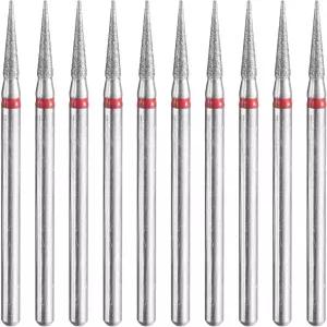 하핑턴 10pcs 200-230 그리츠 다이아몬드 연삭 비트 2mm 테이퍼 헤드 생크 길이 스톤 샌딩 드릴 세라믹