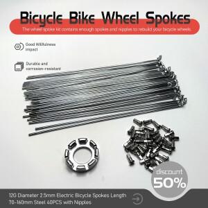 전기 자전거 스포크  너트 실버 스틸 70-160mm 직경 2.56mm 허브 모터 휠 12G 산악 개조 부품