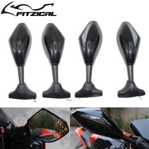 스즈키 GSX250R GSXR125 GSXR600/750 용 LED 방향 지시등이있는 바이크 오토바이 블랙 하우징 범용 백미러