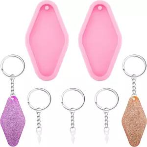 다이아몬드 실리콘 열쇠고리 몰드 베이킹 폰던트 펜던트 클레이 2개와 DIY 장식용 5개 홈메이드 초콜릿