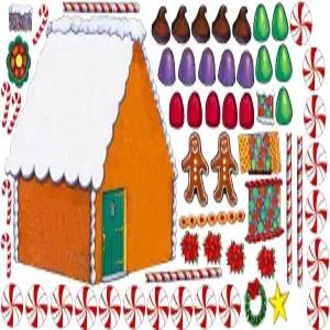 플란넬보드용 진저브레드 펠트 하우스 및 52 캔디 포함 - 프리컷