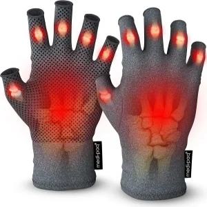 남성과 여성을 위한 추가 그립이 있는 메디팩 관절염 방지 장갑 - 손가락 없는 압박
