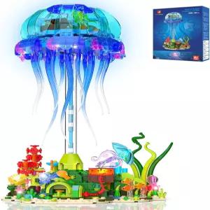 LED 조명이 설치된 JMBricklayer 젤리피쉬 빌딩 세트 해양 동물 컬렉션 장난감 플로팅 램프 바다 생물
