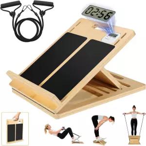 조절 가능한 나무 경사 보드 - 발 및 경미한 재활을 위한 소형 15.74x11.8인치 종아리 스트레칭기 미끄럼