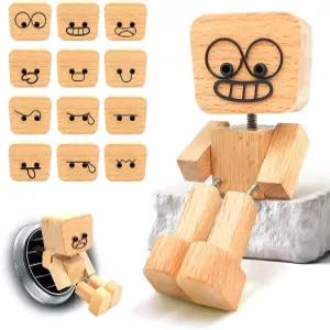 흔들리는 나무 남자 피규어 - 자동차 대시보드용 키네틱 발 인형 사무실 책상 장식 재미있는 스트레스 해소