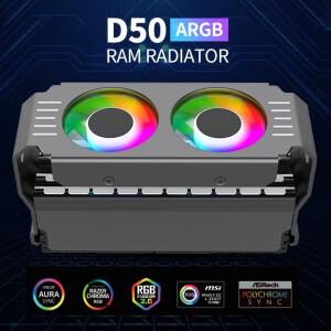 RAM 방열판 쿨러 4핀 PWM/5V 3핀 스냅온 ARGB PC 메모리 냉각 라디에이터 1000-4500+RPM, DDR4 DDR5용 듀얼
