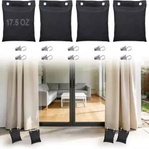 아피피 프리필링 17.6온스 야외 커튼 웨이트 - 유리 구슬 충전 및 스테인리스 스틸 클립이 포함된 4팩