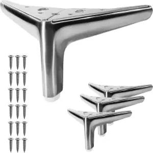 VEHCIL 4인치 가구 다리 4개 세트 캐비닛 소파 테이블 의자 침대 서랍 옷장 라이저 DIY 교체용 새틴 니켈