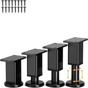 Smipam 4개 조절 가능한 금속 가구 다리 3.2-4.9인치 고무 미끄럼 방지 베이스가 있는 헤비 듀티 교체 소파